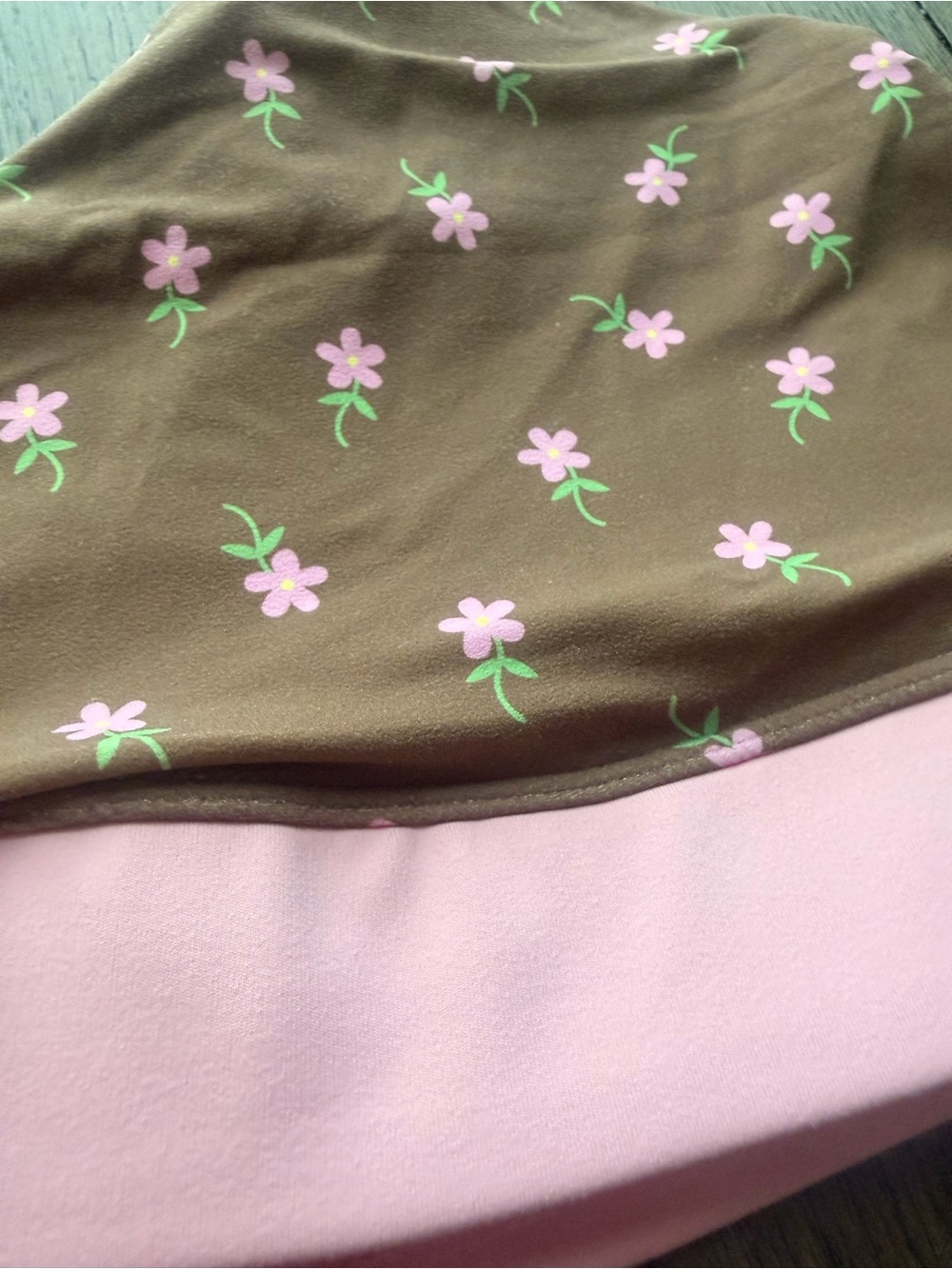 JoyLab Brown Floral Sports Bra with Pink Band - Picture 3 of 6